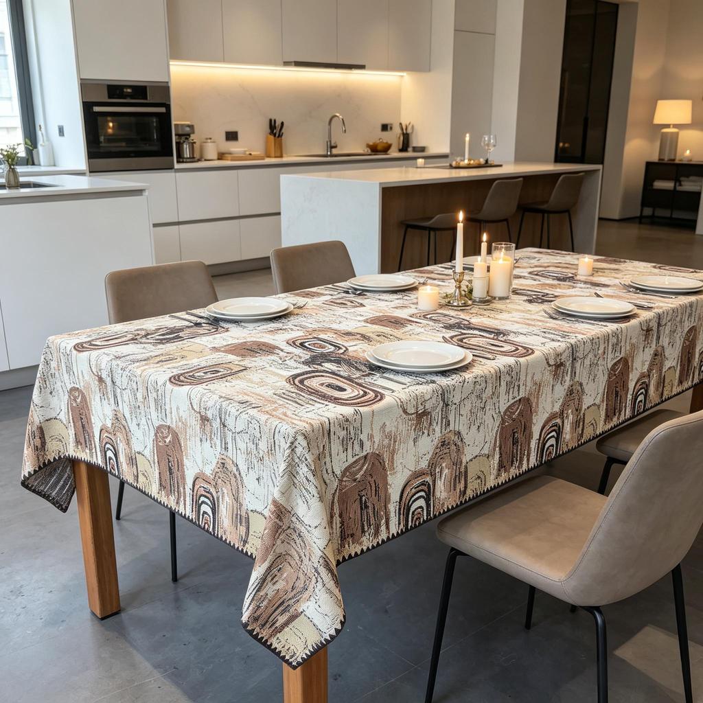 Home Dining Kitchen Party Classic Style Cotton Linen Rectangle Soft Washable Table Cover Decorative Table Cloth