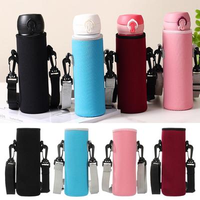Water Bottle Cover Bag Pouch With Strap Neoprene Water Pouch Holder Shoulder Strap Black Bottle Carrier Insulat Bag
