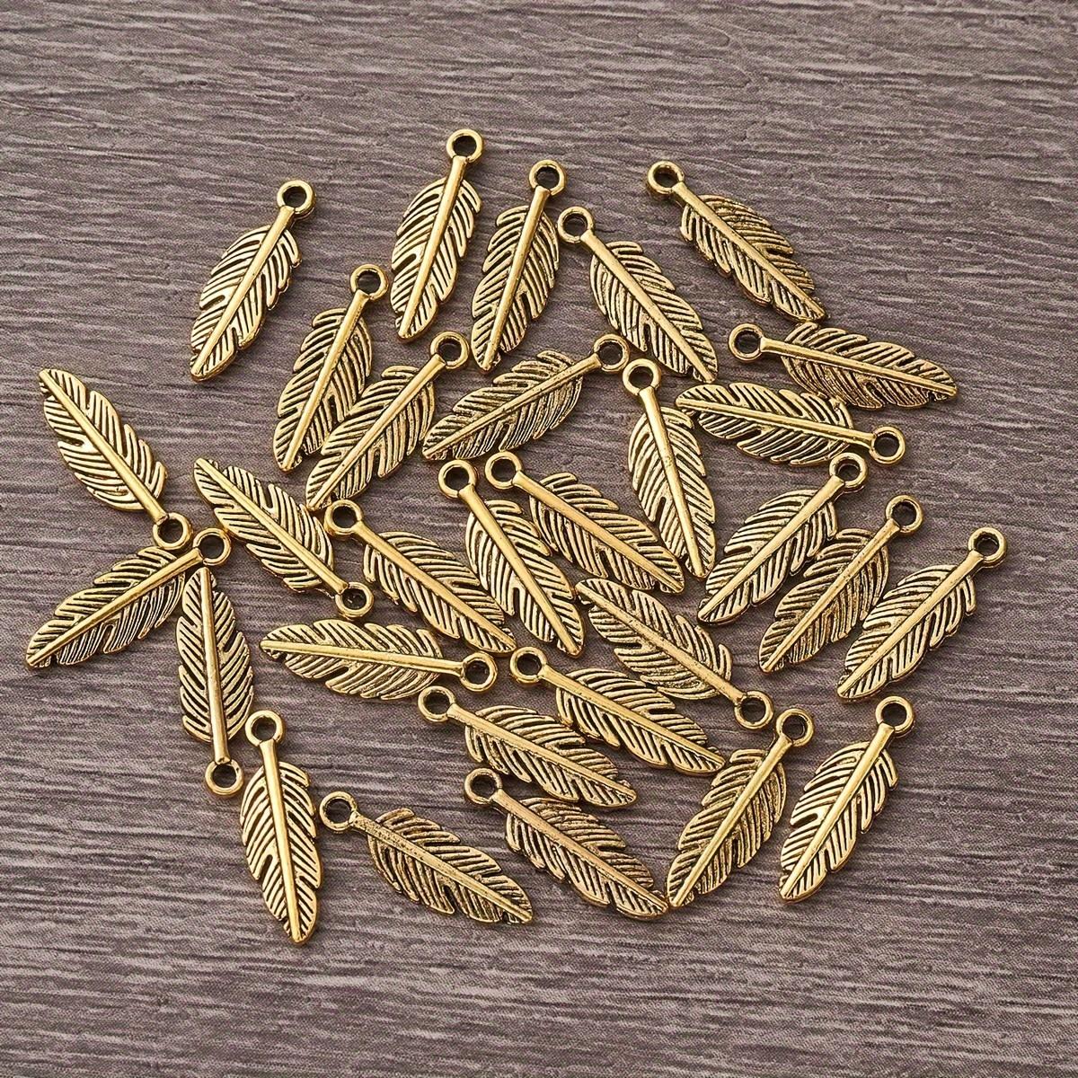 [Retro Feather Pendant] 30 Zinc Alloy Retro Feather Pendant | DIY Jewelry Bracelet Earrings Necklace Making 30pcs золотой