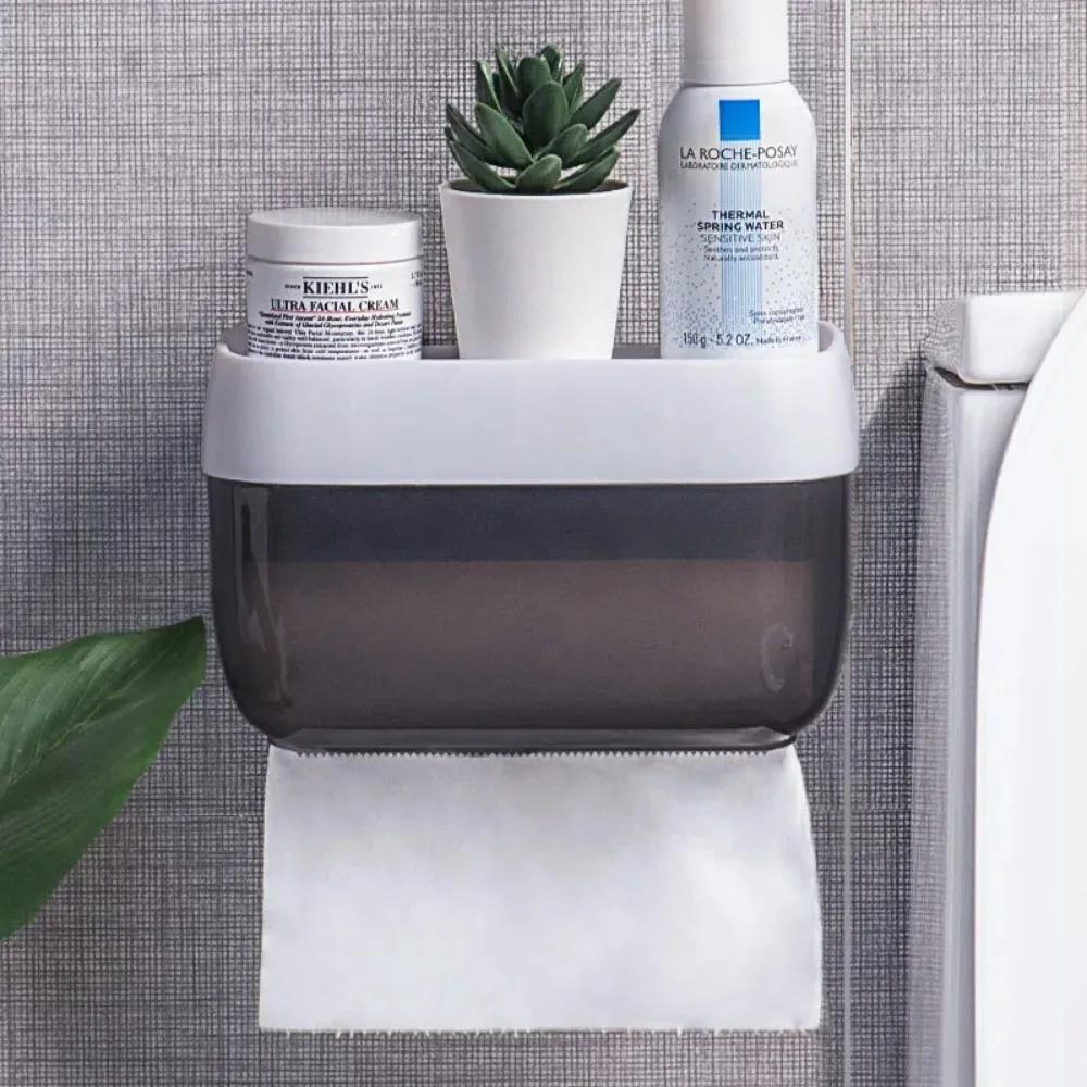 Paper Holders Non Perforated Wall Mounted Toilet Tissue Box Waterproof Tissue Holder Toilet Storage Household Bathroom Rack