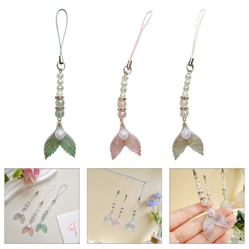 Lovely Mermaids Phone Charm Pendant Sturdy Acrylics Phone Strap for Easy To Use Fashionable Bag Accessory Decoration