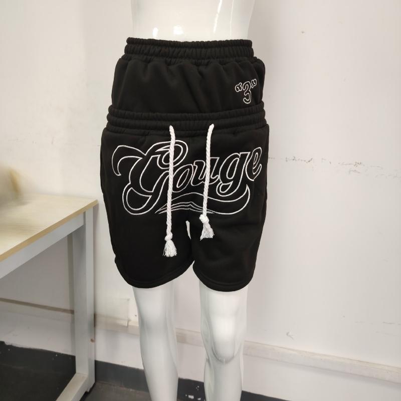 European and American high street summer casual double waistband design sports five quarter pants
