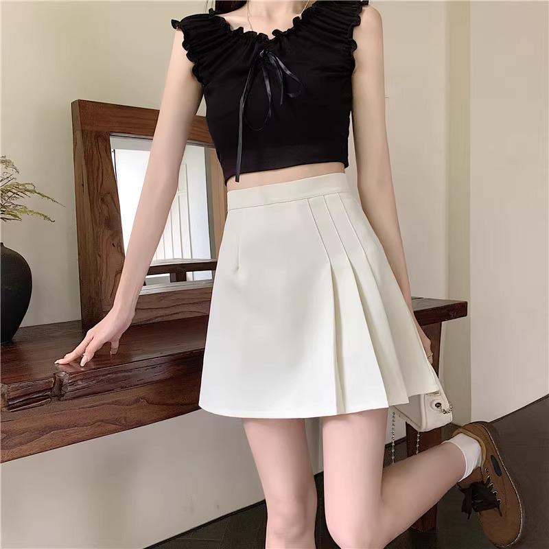High-Waisted A-Line Pleated Skirt-Shorts for Women - 2025 Spring/Summer Slimming Versatile Style
