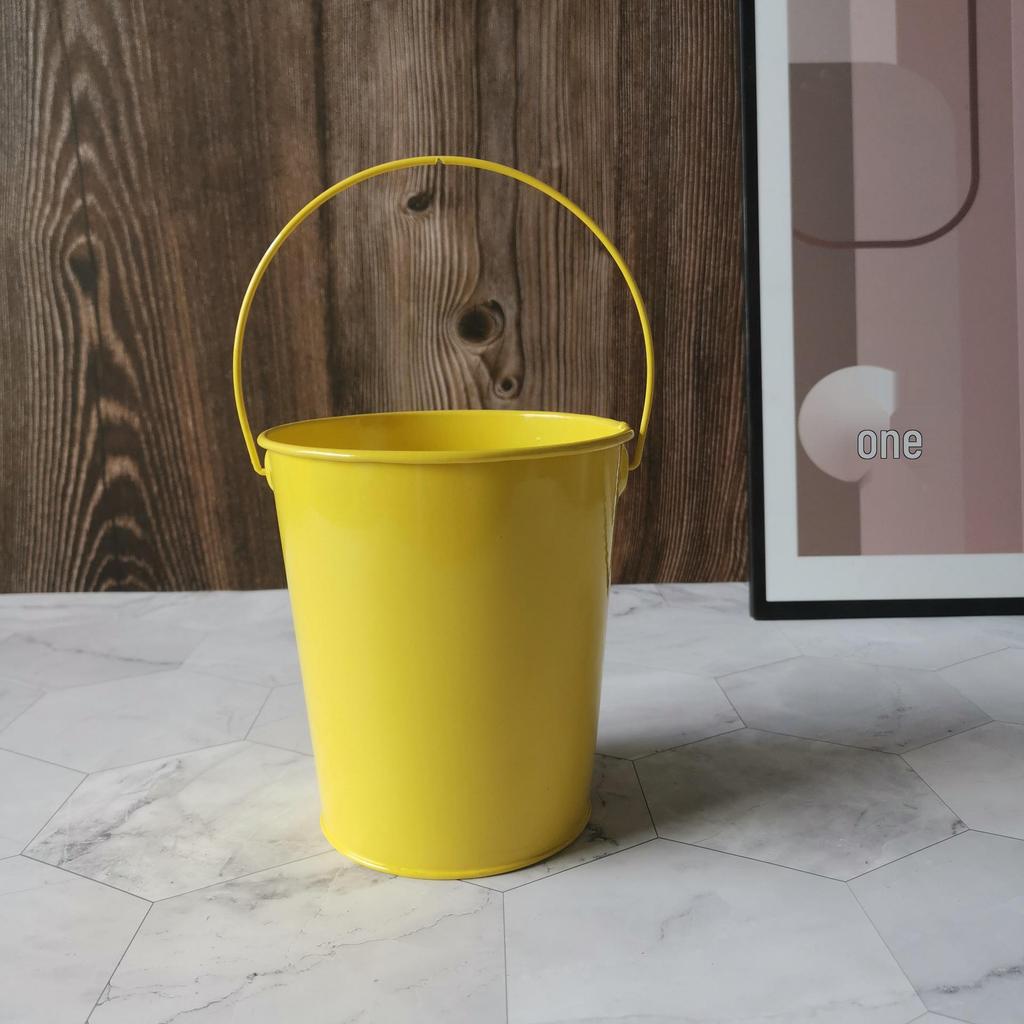 Tin Flower Pot with Hemp Rope Succulent Holder - European Pastoral Wrought Iron Bucket