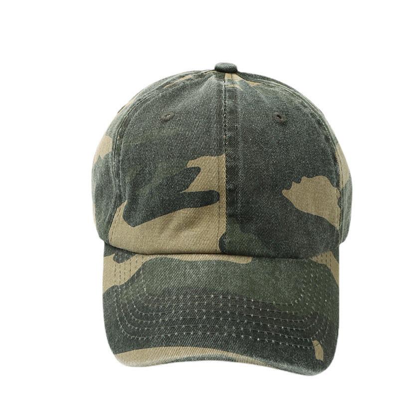 Cotton Washable Camouflage Baseball Cap With Curved Brim For Summer Casual Wear