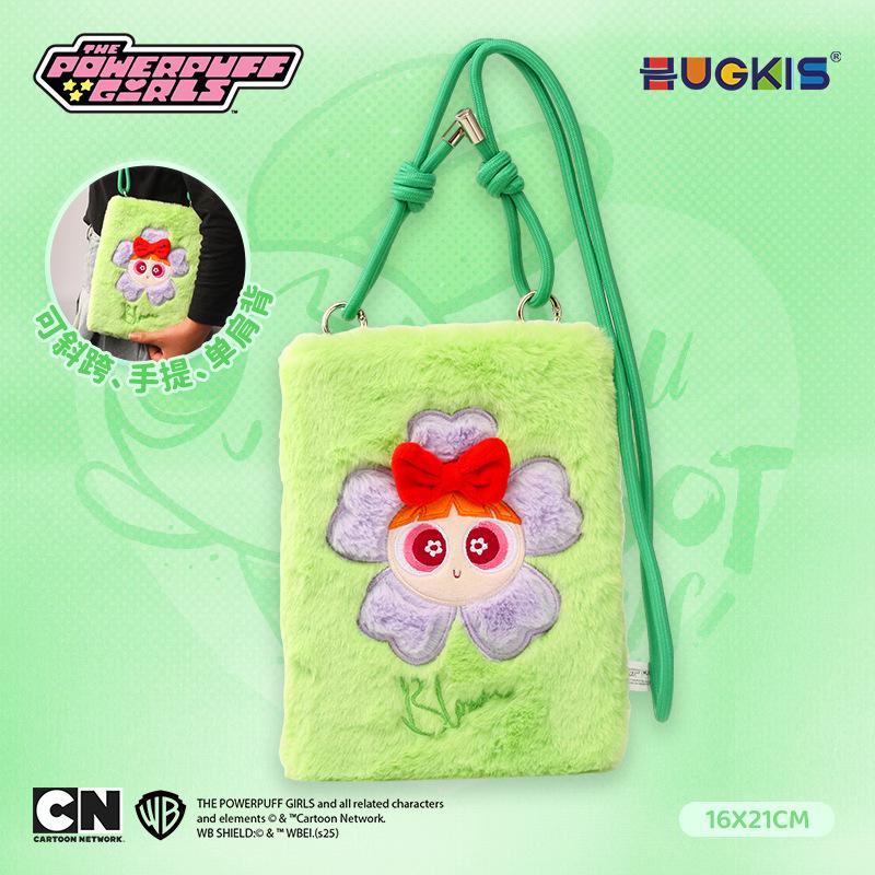 Powerpuff Girls Plush iPad Tablet Protective Crossbody Case & Diary Cover - Creative Gift for Girls