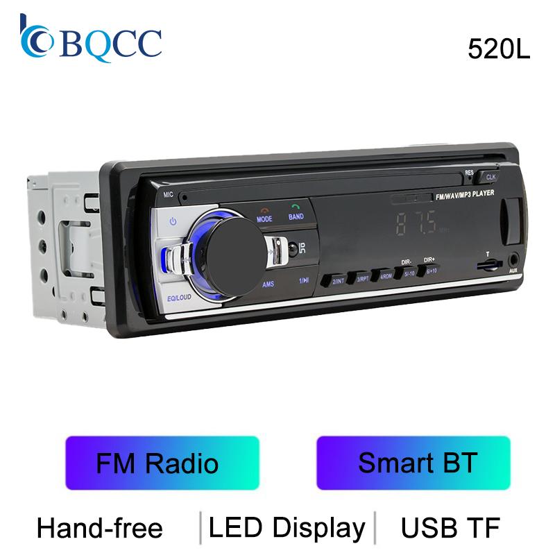 BQCC 1 Din Car BT MP3 Player Handfree FM USB TF AUX LED Display Autoradio Power Protection Vehicle Stereo