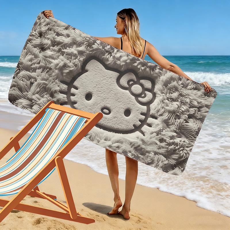 Hello Kitty2 Print Beach Towel, Large Soft Quick Dry Towel for Beach Camping Swimming