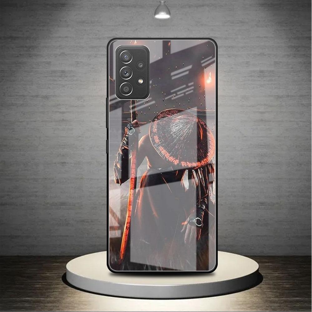 Landschaft Tusche Samurai Kunst Glas Hülle Für Samsung Galaxy A52 A71 A50 A51 A70 A21s A31 A72 A10 A12 A30 A22 5G Handyhülle