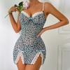 Womens Sexy Leopard Print Lace Slip Bodysuit Pure Desire Style Lingerie Nightdress