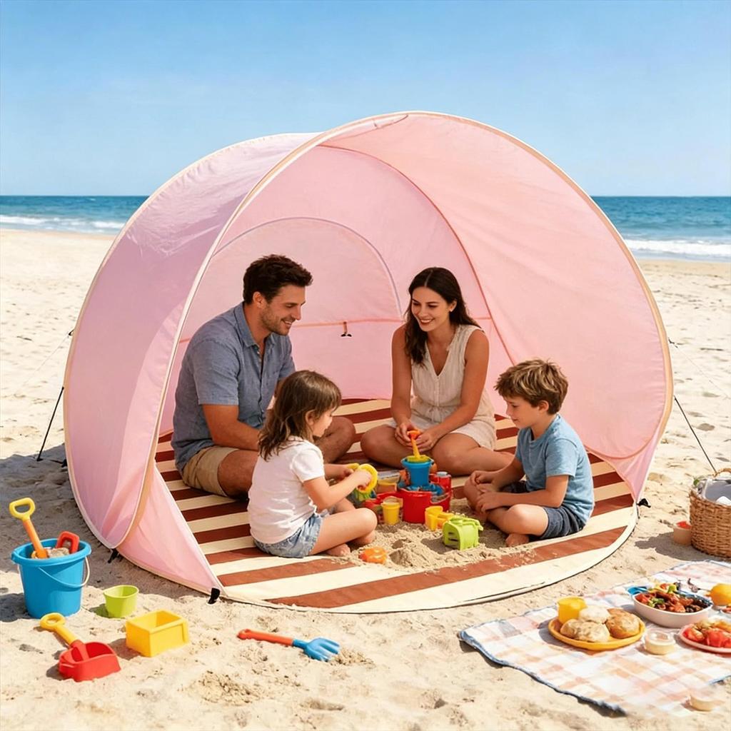 Outdoor Portable Camping Tent One Click Open Beach Sun Shelter Tent Sunshade Canopy for Garden Picnic Backyard Pool