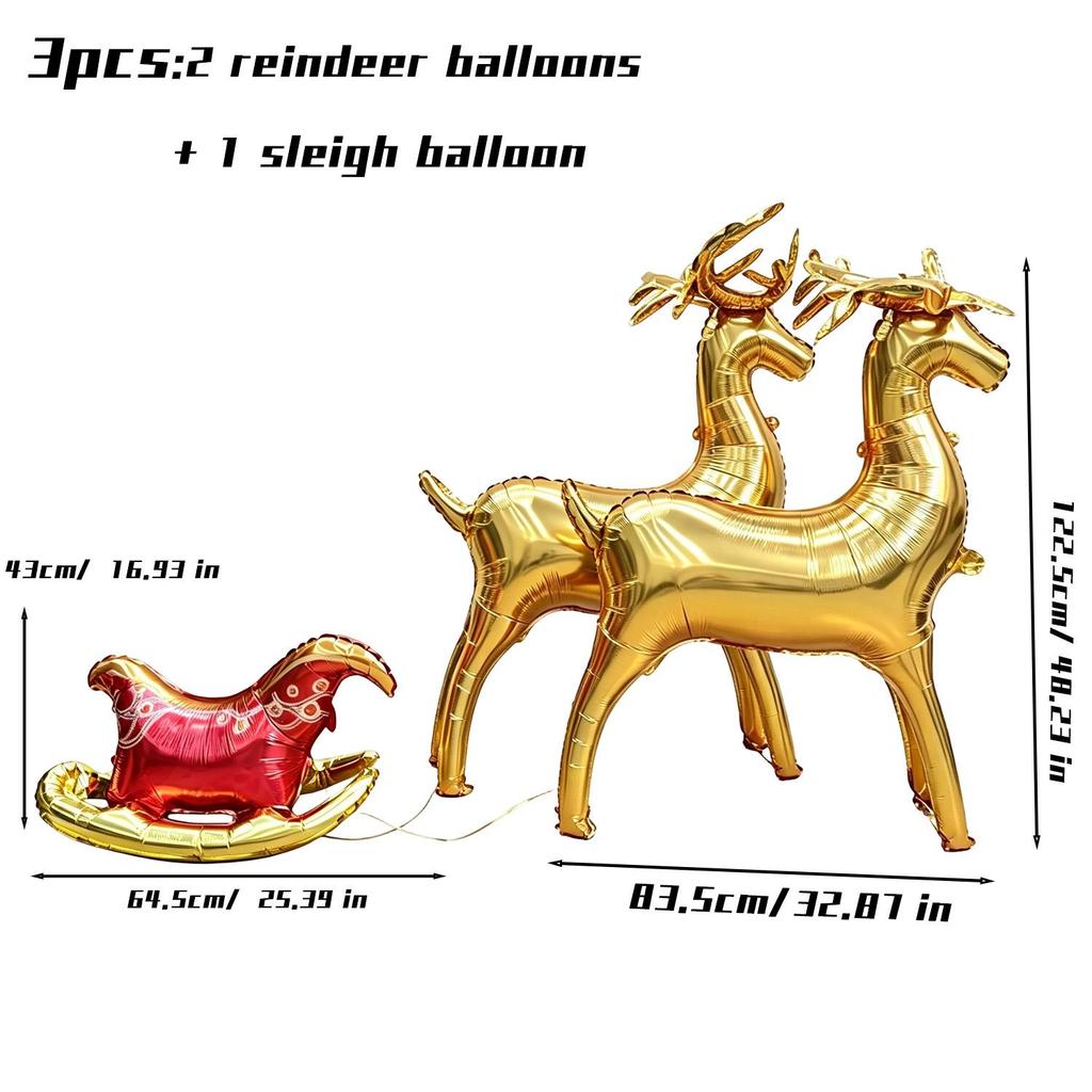 Cute Standing Gold Elk Deer Foil Balloons Xmas Reindeer Santa Sleigh Aluminum Balloon Birthday Baby Shower Party Decor Gifts