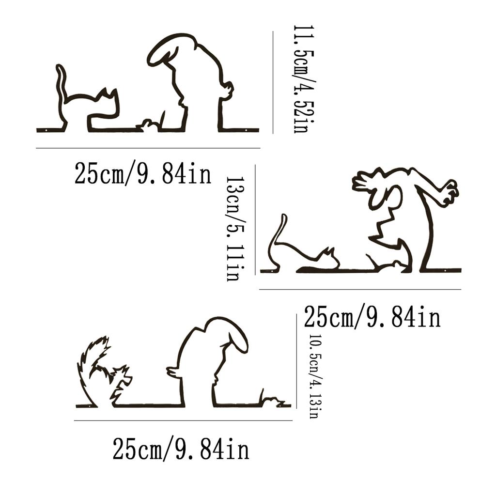 1Pc Iron Line Cat Mouse Wall Decor, Interesting Wall Decor, Minimalist Decoration, Home Wall Hanging, Home Wall Decor, Metal Wall Artwork.