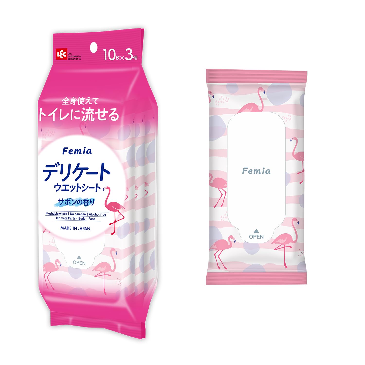 

LEC Нежные влажные мини-салфетки х 3 Сделано в Сделано из Изначально сделано из Детских салфеток Женские салфетки, Femia, 10 штук (Аромат мыла), Смываемый, Япония,