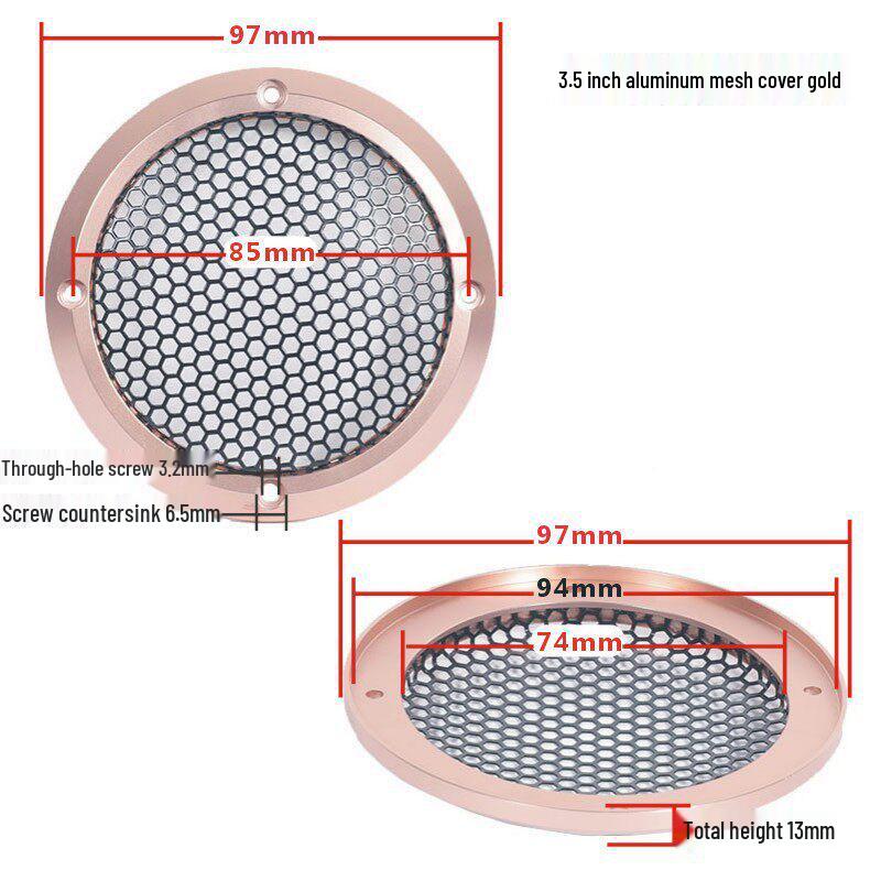 1.5-6.5 inch Car Speaker Aluminum Mesh Cover - A-pillar Protective Decorative Frame