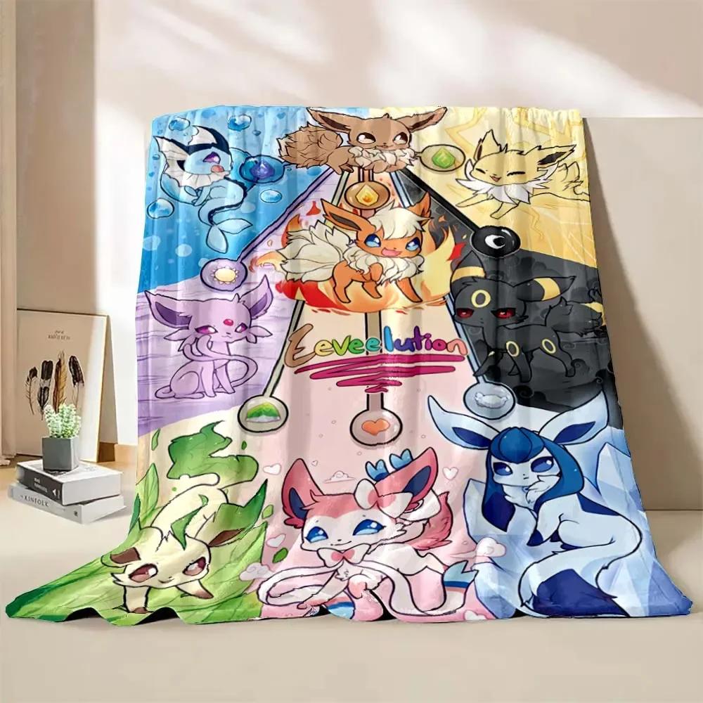 Japanese Style Blanket Pokemon Flannel Throw Home Sofa Lunch Break Blankets Cartoon Eevee Anime Figures Kids Children Student