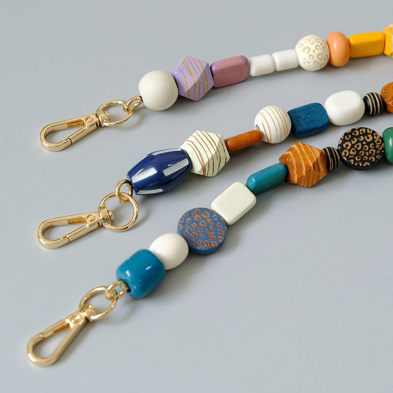 Nowa torebka damska akcesoria kolorowe drewniane koraliki z żywicy część ręcznie wykonana opaska na nadgarstek etui na telefon pasek kobiety wymiana torby łańcuszek z uchwytem