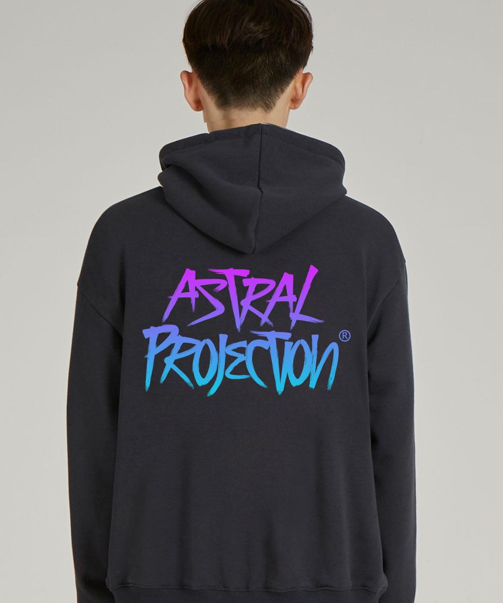 Astral Projection Graffiti Lettering Waffle Terry Hoodie_Charcoal L