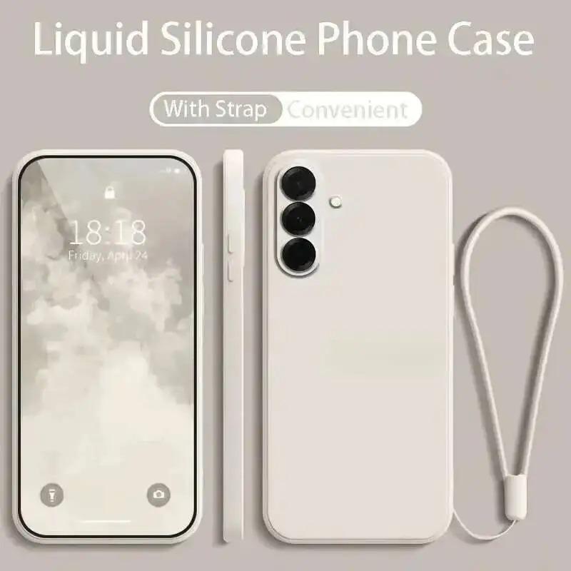 

Original Liquid Silicone Phone Case For Samsung Galaxy S26 S25 S24 S23 Ultra Plus S26 With Wrist Strap Lanyard Protect Cover For Galaxy S25 UItra
