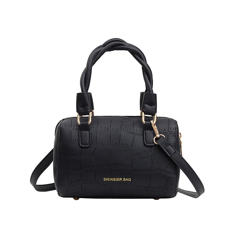 Ielgy Fashion PU Embossed Stone Pattern Shoulder Bag Portable Crossbody Boston Pillow Bag