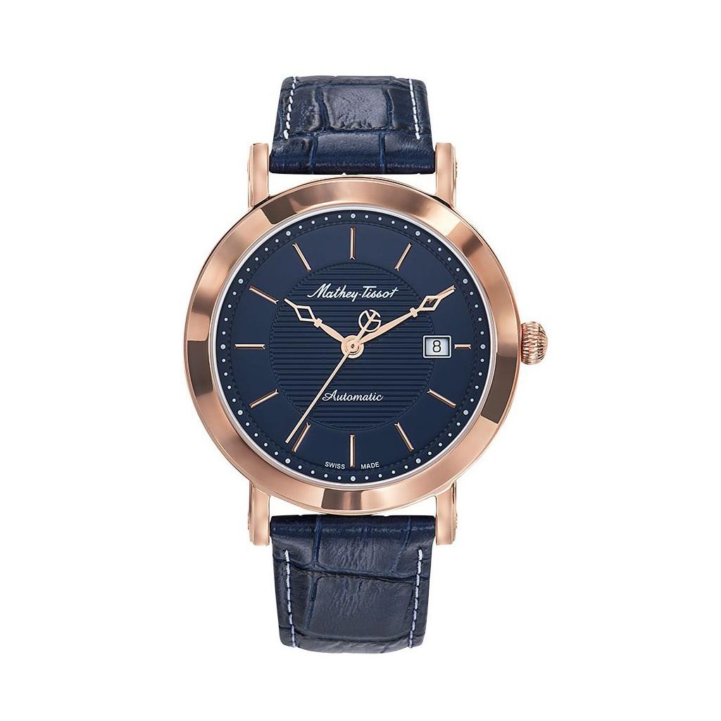 

Автоматические мужские часы Mathey-Tissot City с кожаным ремешком и синим циферблатом HB611251ATPBU синий