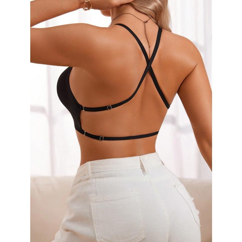 Women's Multi-Way Beauty Back Bra Sexy Backless Halter Bra Plus Size Push Up Brassiere