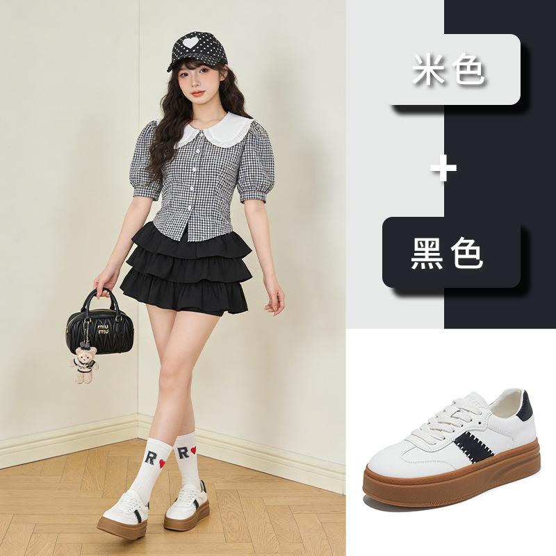 Leather German Training Shoes Women's 2026 Spring Platform Sports Forrest Gump Shoes Casual Height Increase Not Tired Feet Women's Shoes