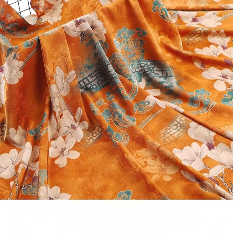 Chinese-style Imitation Silk Cloud Gauze High-end Fabric Soft Cotton Silk Printed Fabric DIY Cheongsam Dress Hanfu Clothing