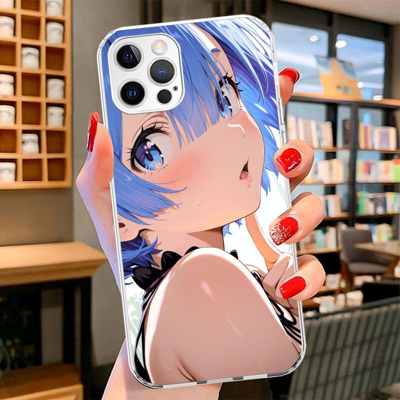 R-Rem Re Zero Anime Cover Phone Case For iPhone 16 17 Air 15 14 Pro Max 16E Phone Case 13 Mini 12 11 7 SE 8 Print Pattern Fit Ca