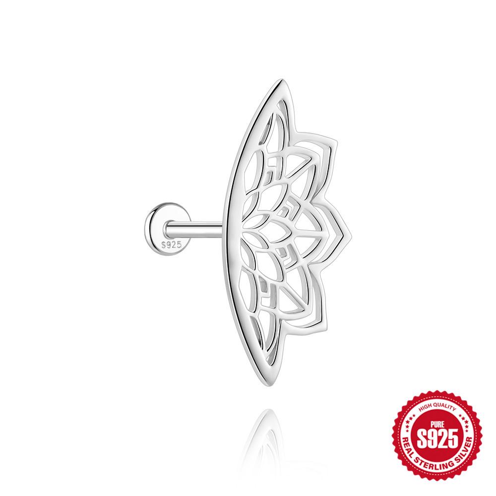 S925 Sterling Silver Star-Lotus Bow Cartilage Earrings