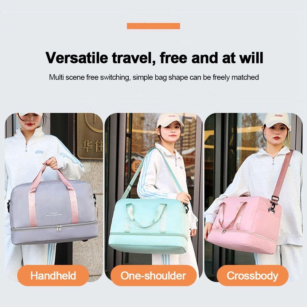 Large Capacity Sports Bag Solid Color Dry and Wet Gym Bag Multifunctional Adjustable Shoulder Strap Duffle Bag Gym Fitness