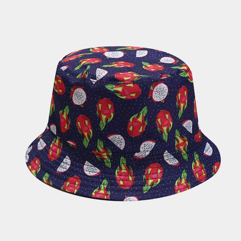 Creative Printed Fruit Pattern Bucket Cap Unisex Outdoor Leisure Fisherman Hat Summer Beach Uv Protection Sun hats Panama Bob