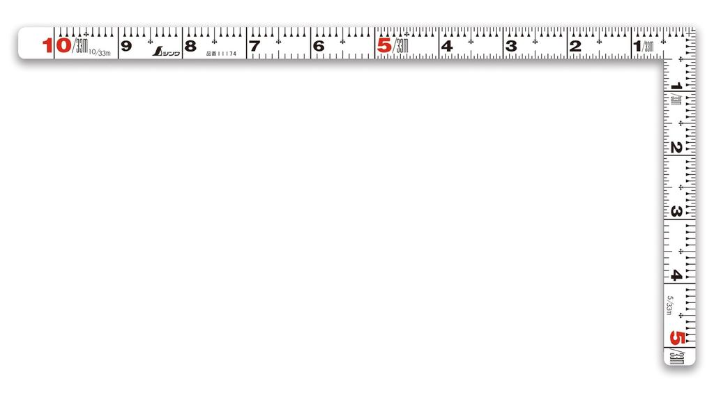 Shinwa Sokutei Curved Ruler Flat Pita White 1 Shaku Same Size On Both Sides 11174