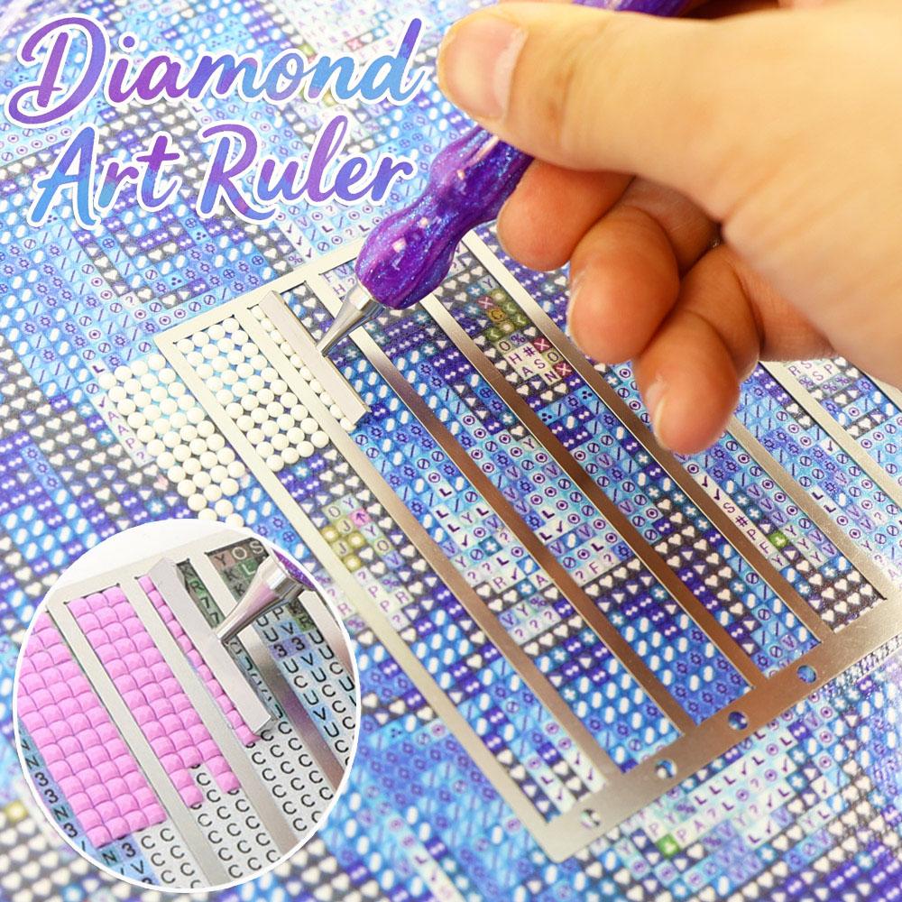 13pcs Diamond Art Ruler Set, Diamond Alignment Tool Ruler with Resin Pen,Thin Stainless Steel Nibs For DIY Diamond Painting Tool