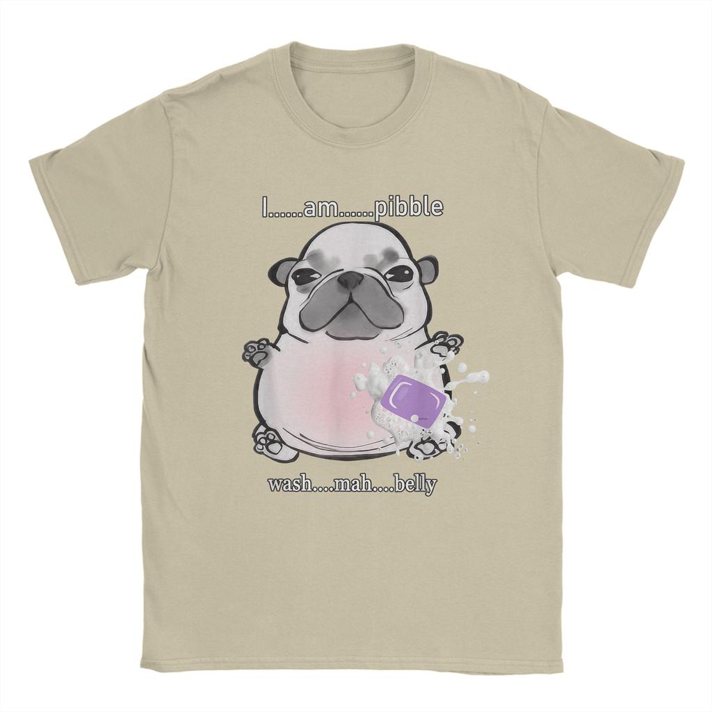 Men's I Am Pibble Wash My Belly Pibble Meme T Shirts Funny Dog Brainrot Cotton Clothes Funny Round Neck Tee Plus Size T-Shirts