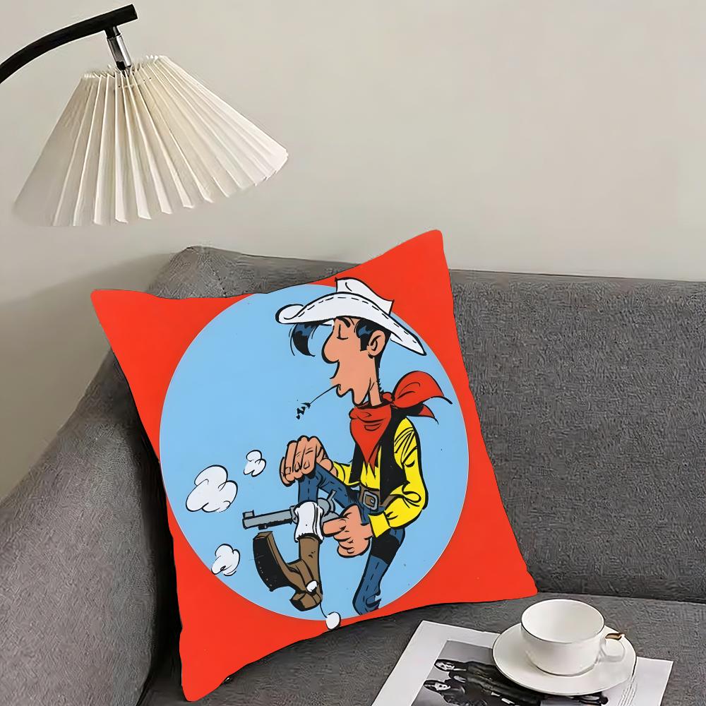 Lucky Luke Cartoon Cushion Cover Reversible Plush Pillow Cover – For Car, Sofa, Bedroom, Perfect As A Gift.