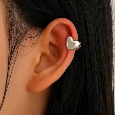 1PC Vintage Simple No Piercing Fake Heart Clip Earrings for Women Fashion Jewelry Silver Color Ear Cuff  New Party Gifts