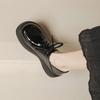 Small leather shoes women's spring and autumn new retro black versatile single shoes lace-up Le platform shoes