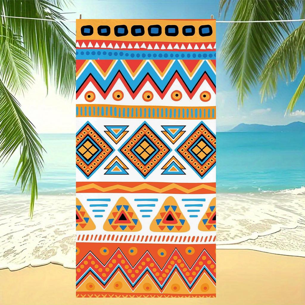 Bohemian Geometric Beach Towel, Microfiber Quick Dry Bath Towel, Tribal Aztec Print Towel for Summer 50X100CM