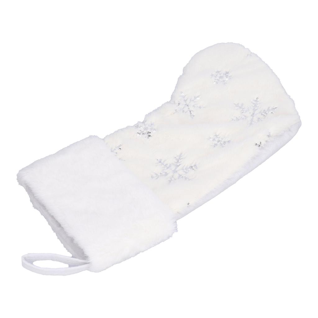 Poliesterowa zawieszka świąteczna w kształcie skarpety z haftowanym wzorem płatka śniegu, dekoracja choinkowa