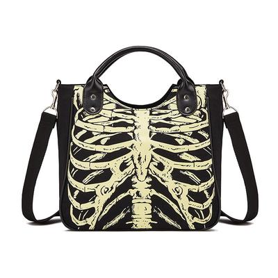 Bolso de mano para mujer, paquete de lona con remaches, bolso de un solo hombro, estampado, paquete noctilucente de Halloween