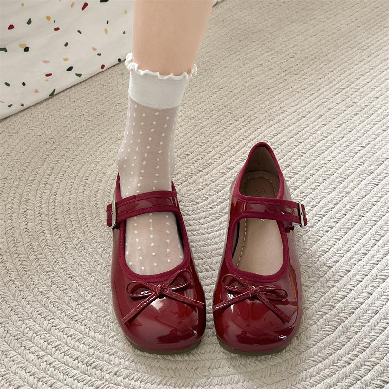 Silver French Ballet Style Light Mouth Flat-soled Single Shoes Women's 2025 New Summer Skirt Bow Mary Jane Shoes