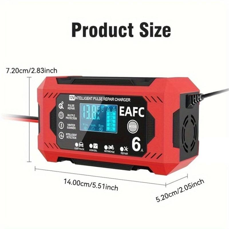 Battery Charger With On-Board LCD Display - Suitable for 12V 6A Car Batteries