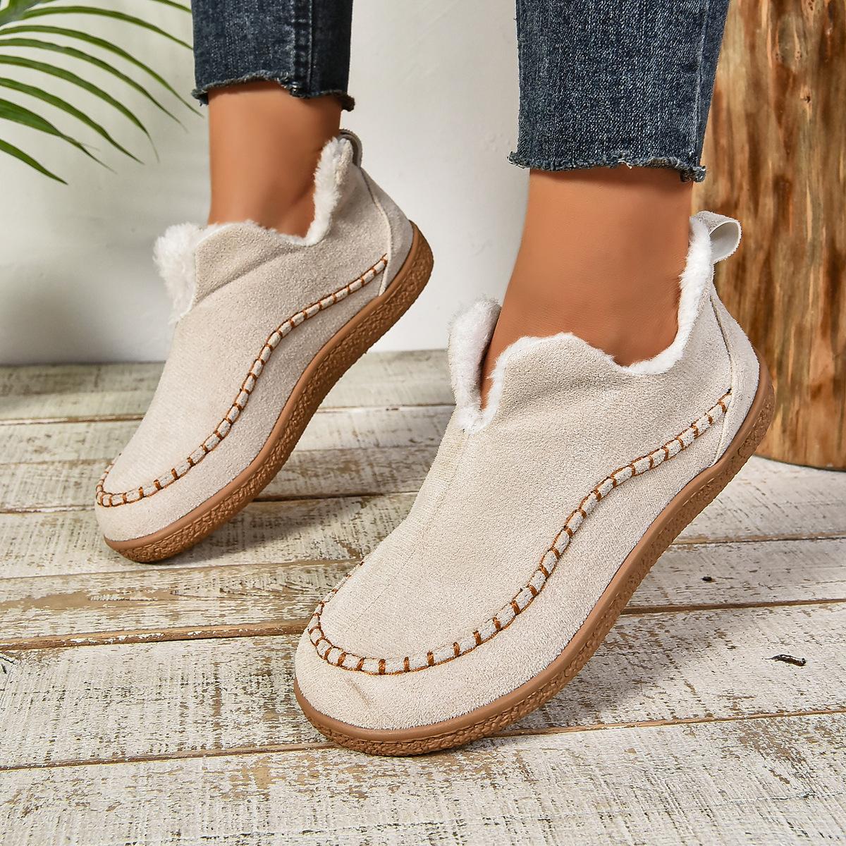 

Women s Warm Cotton Shoes In Large Size, Flat Bottom, Solid Color, with Thick Velvet for Warmth 36 чорний