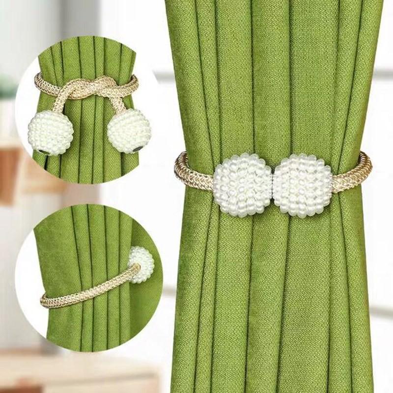 2026 Magnetic Curtain Tiebacks Braided Ball Buckle Punch Free Drapery Holdback Clips Tali Tirai Magnetik