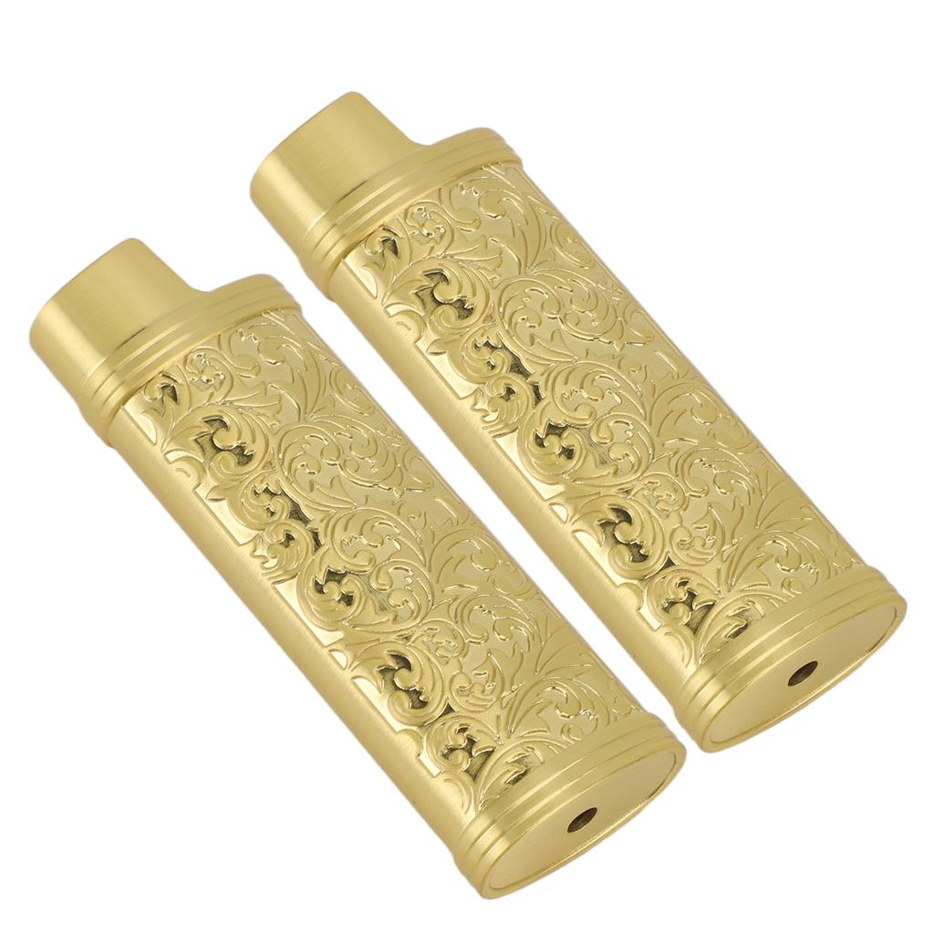 2PCS Lighter Case Cover Vintage Style Floral Stamped Zinc Alloy Shell for Lighter Protection