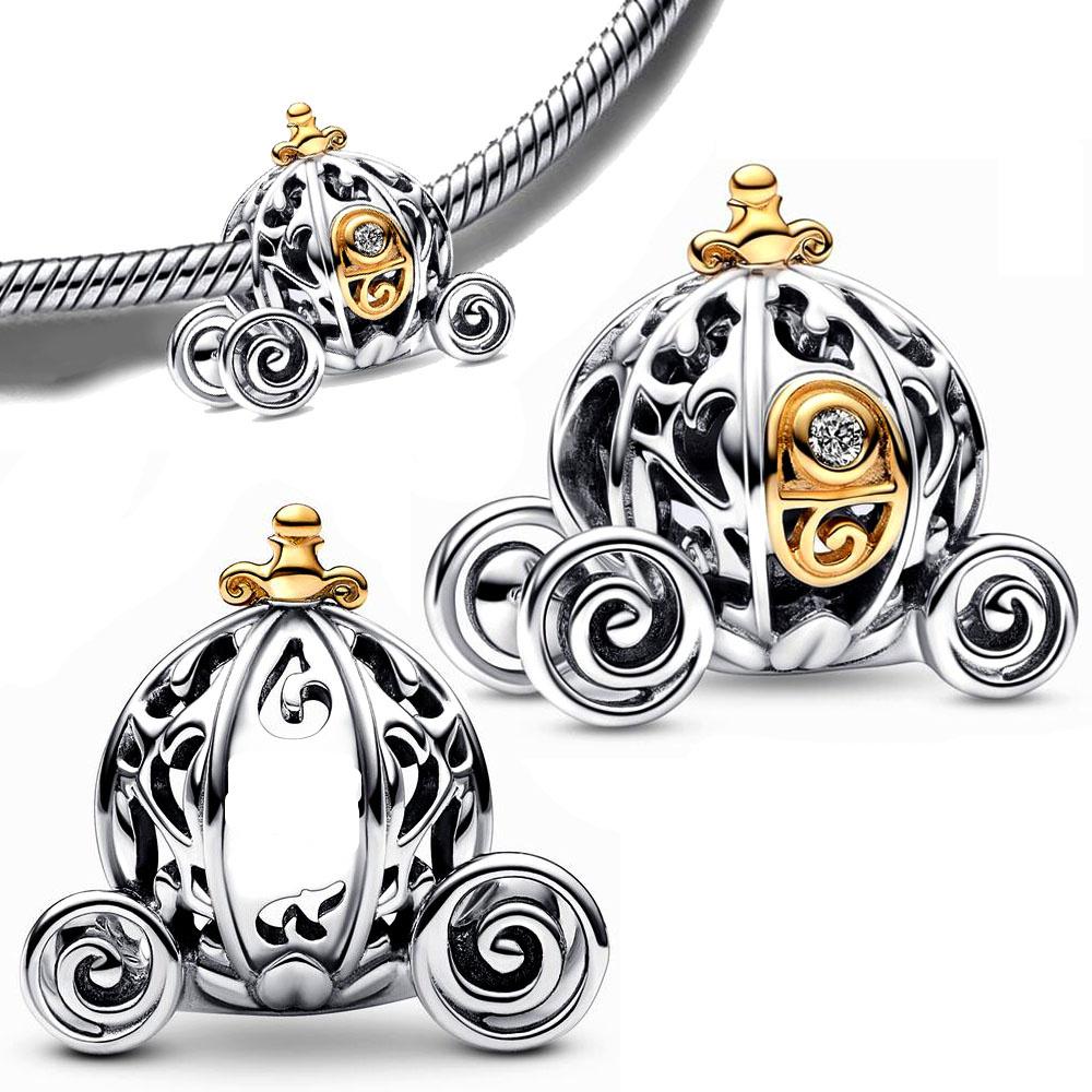 

Cinderella Sparkling Carriage Charm Silver Plated 925 Original Bracelet Jewelry Making DIY Fit Charms