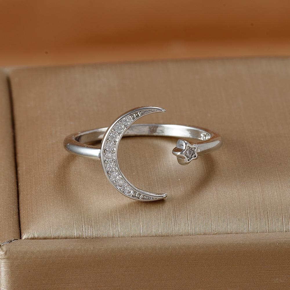 

Новые регулируемые кольца из нержавеющей стали со звездой и Луной для женщин, модные ювелирные изделия на свадьбу, регулируемые антикварные кольца Anillos