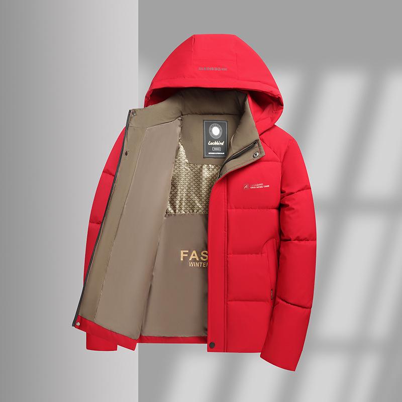 

2025 Men s Winter Thickened Hooded Cotton Jacket - Warm, Casual Outerwear for Middle-Aged Dads XL вина червоного кольору