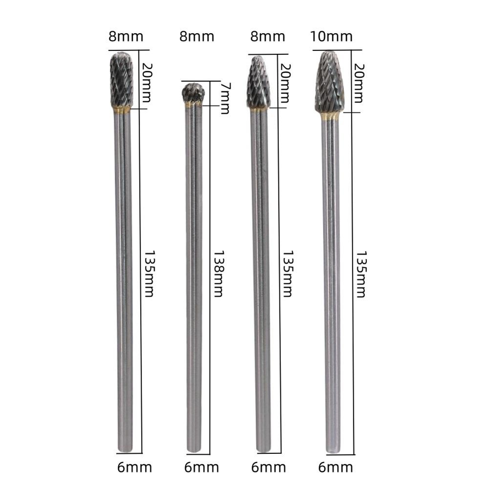 High Performance Long Reach Carbide Rotary Burr Double Cut CNC Bit 6mm Shank